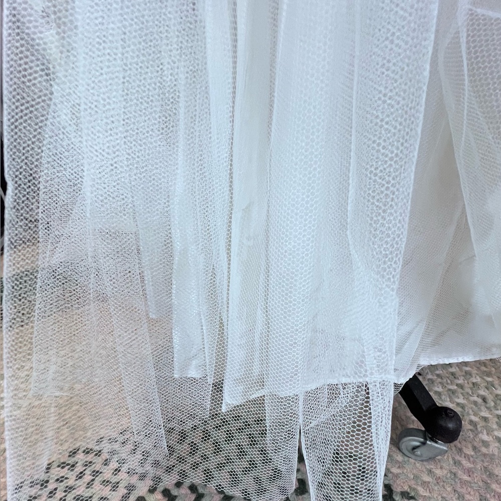 VINTAGE MCM 50s mid century lace wedding dress gown full long sleeve floral - Picture 11 of 16